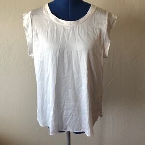 DKNY White Sleeveless Crew Neck Shell Size M
